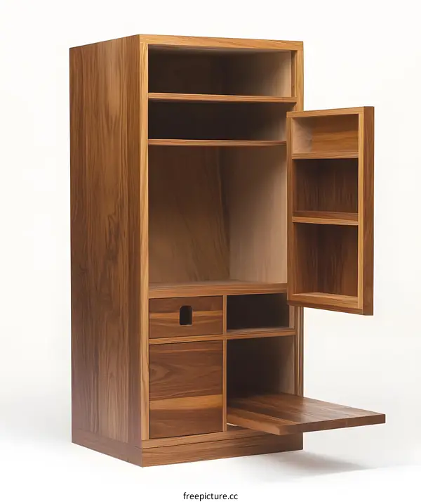 Modern Walnut Cabinet with Sliding Shelf