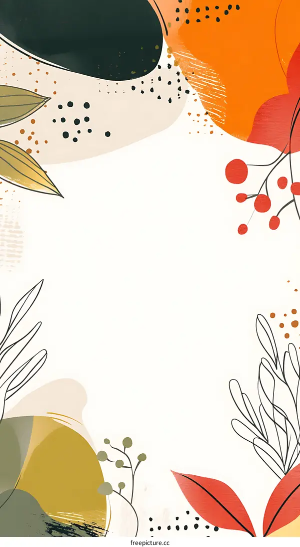 Abstract Autumn Leaves with Beige Background