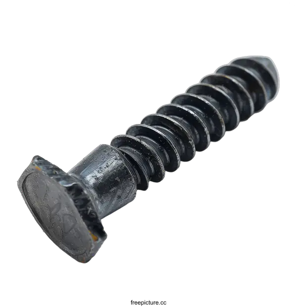 [Transparent Background PNG]Black metal screw on black background