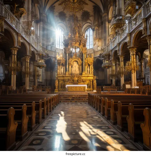 Ornate Interior of St. Stephen's Cathedral in Vienna, Austria