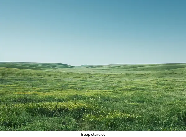 Green rolling hills of the steppe