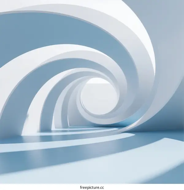 Modern Abstract Architecture with Spiral Shapes and Blue Tones