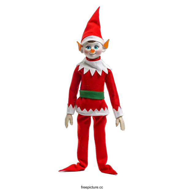 [Transparent Background PNG]Christmas Elf Toy Standing Isolated On White Background