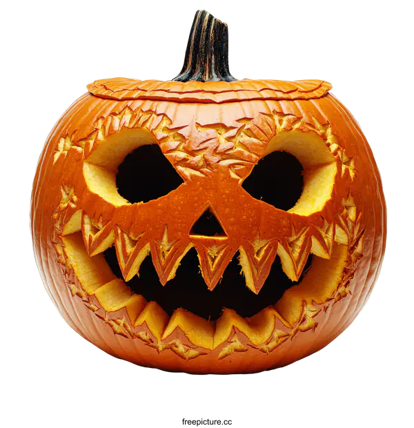 [Transparent Background PNG]Carved Halloween Pumpkin with Scary Face
