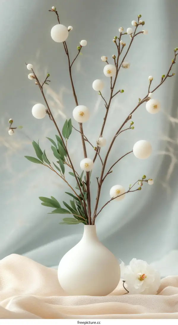Elegant White Vase with Spring Flowers Arrangement