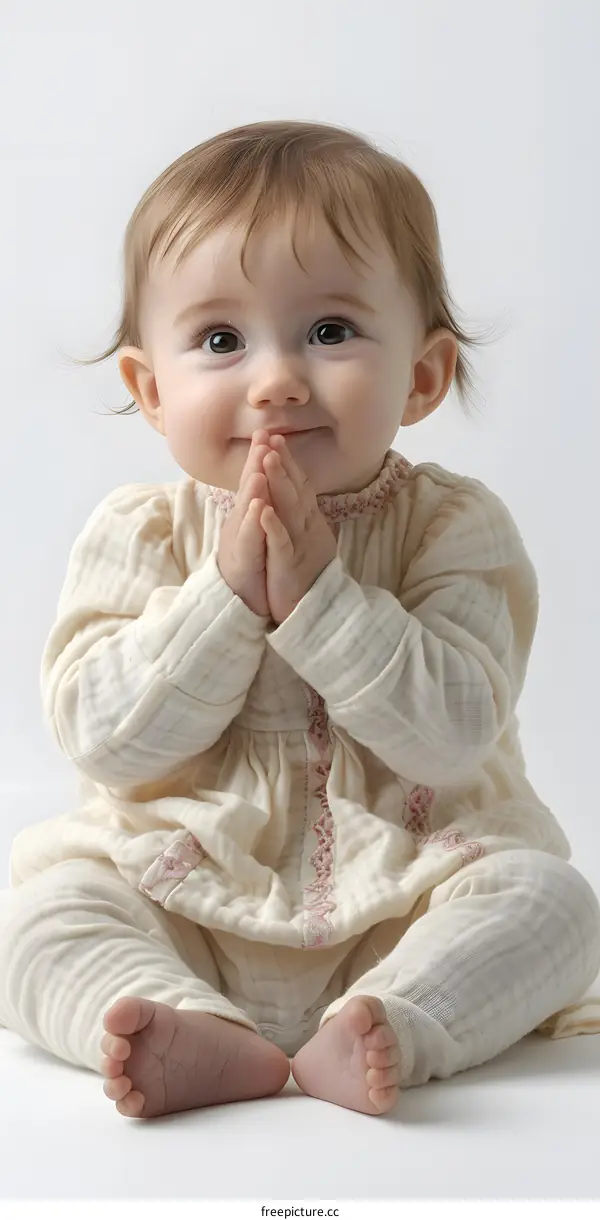 Baby Girl in Cream Outfit