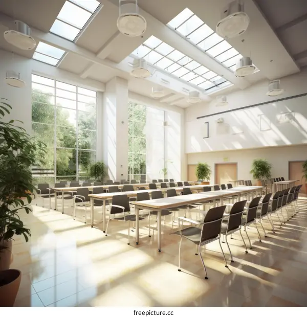 Large conference room with modern interior design