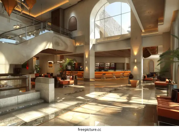 Modern Hotel Lobby Interior Design Illustration