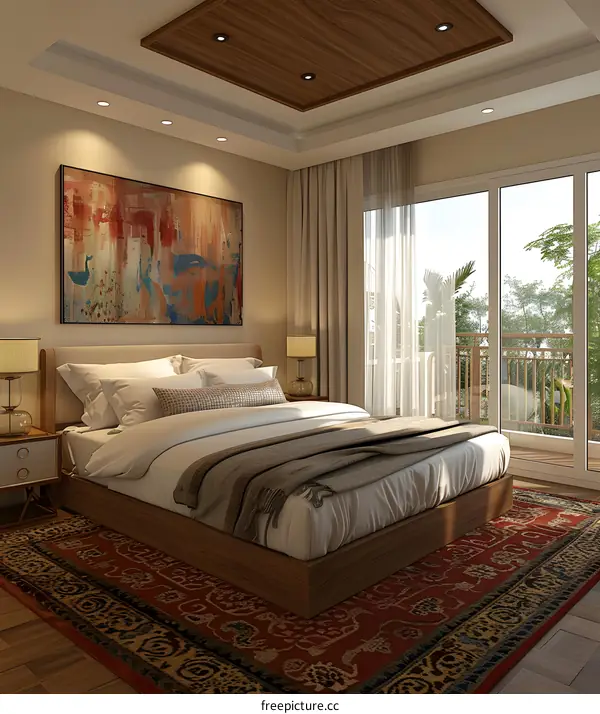 Modern Bedroom Interior Design with Wooden Ceiling