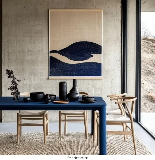 Modern Dining Room with Abstract Artwork