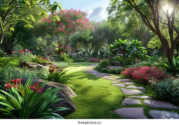 Tropical Garden Path of Serenity and Tranquility