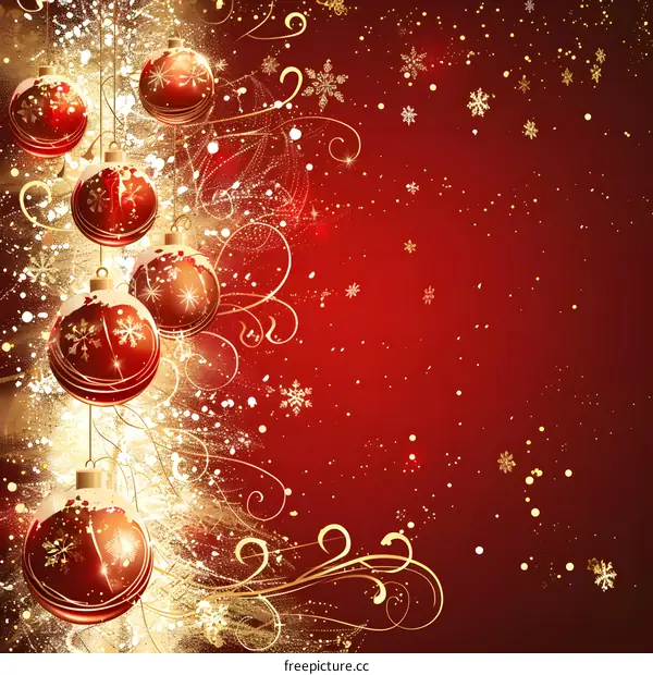 Christmas background with red and gold ornaments