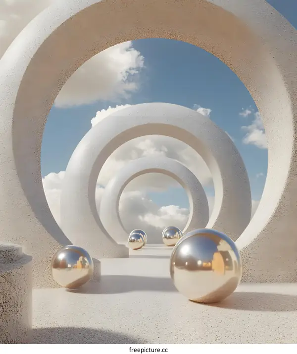 Abstract Minimalist Architectural Design with Circular Arches