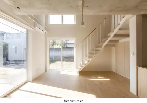 Modern Minimalist Interior Design of a House with White Walls and Wooden Floors