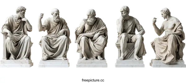[Transparent Background PNG]Four Ancient Greek Philosophers Statues