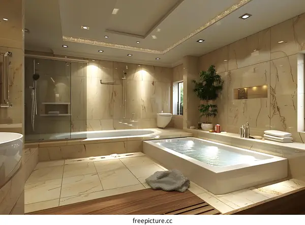 Modern Bathroom with Bathtub and Shower
