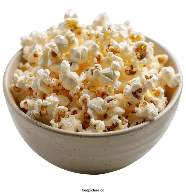 [Transparent Background PNG]Bowl of fresh popcorn on black background