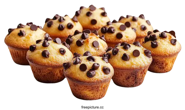 [Transparent Background PNG]Delicious Chocolate Chip Muffins Collection