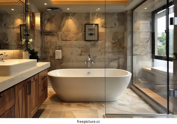 Modern Bathroom with Natural Stone Accents
