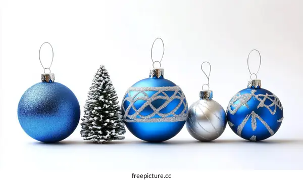 Christmas Decorations Blue and Silver Ornaments