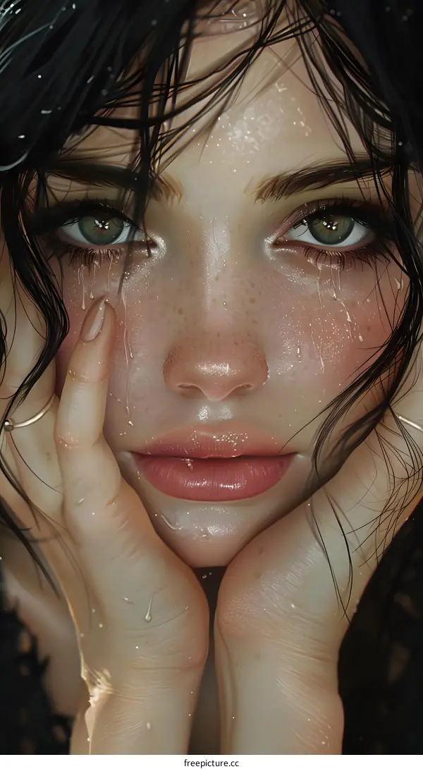 A digital painting of a womans face.