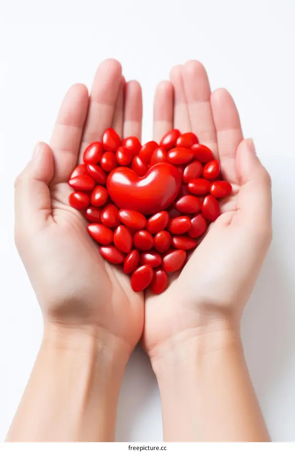Heart-Shaped Candies in Hand