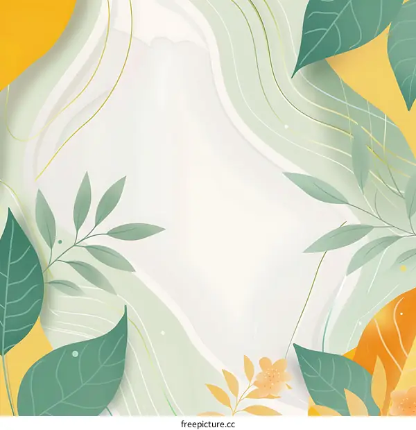 Green Leaves and Yellow Flowers Abstract Background