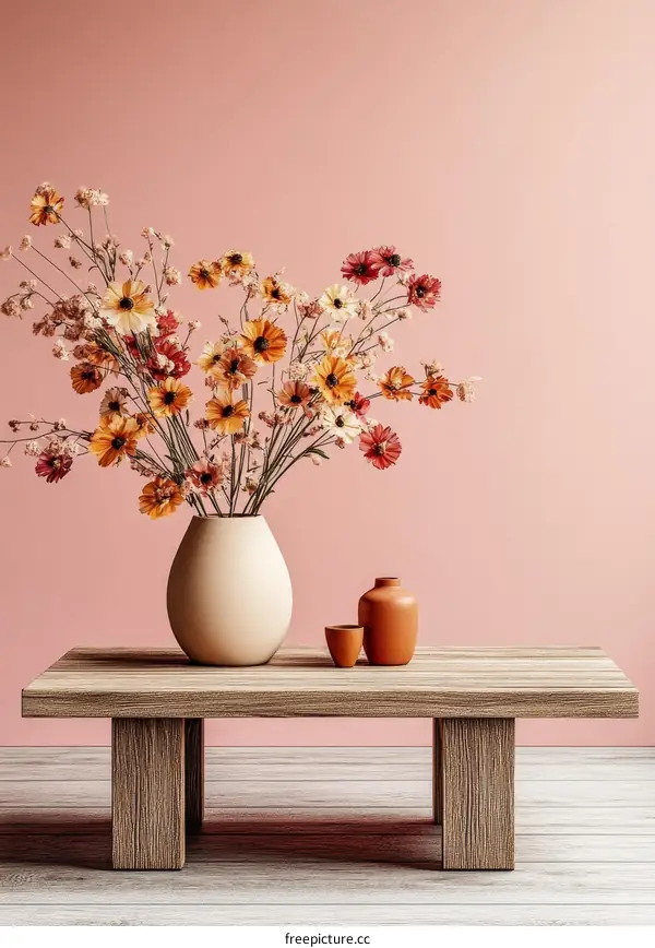 Rustic Floral Coffee Table Setting
