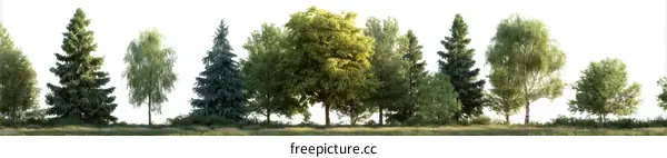 Forest Landscape Illustration with Various Trees