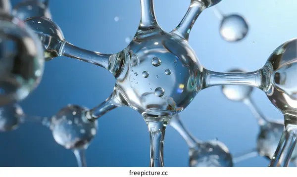 3D Rendering of Molecular Structure with Clear Atoms and Bonds
