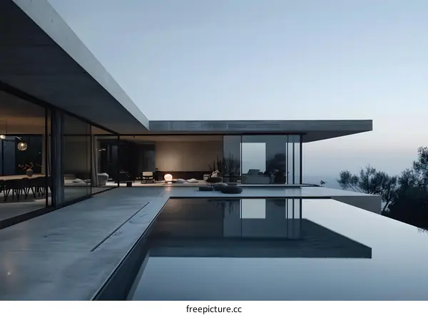 Modern Concrete House with Infinity Pool