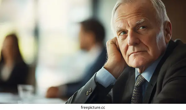 Portrait of Senior Businessman in Meeting