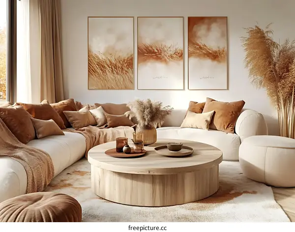 Bohemian Living Room Interior Design with Natural Art