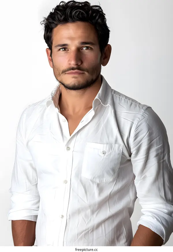 Handsome Man in White Shirt Portrait