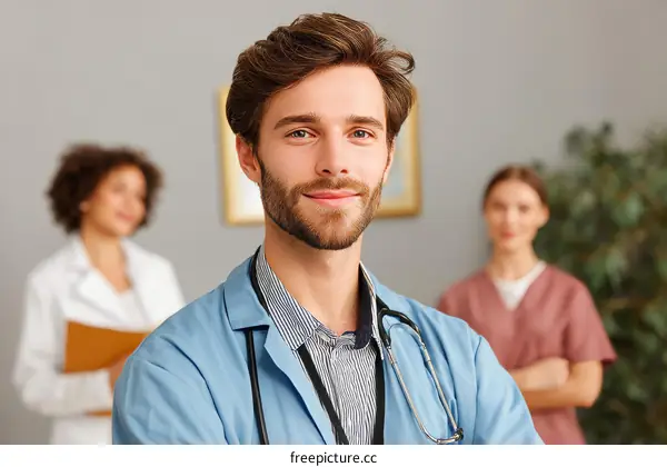 Confident Medical Professionals in a Modern Clinic