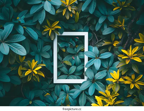 White Frame Surrounded By Lush Greenery