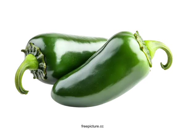 [Transparent Background PNG]Two Fresh Green Jalapeno Peppers