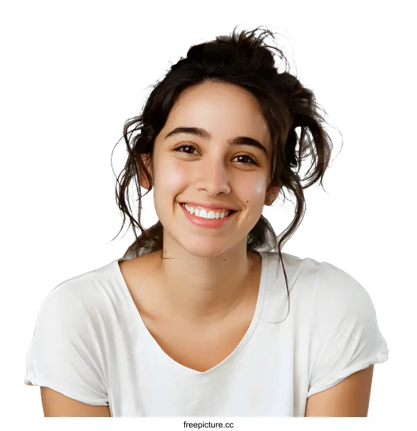 [Transparent Background PNG]Portrait of a Young Woman Smiling and Looking at the Camera