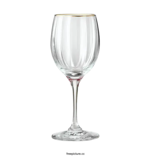 [Transparent Background PNG]Clear Glass Wine Glass with Gold Rim