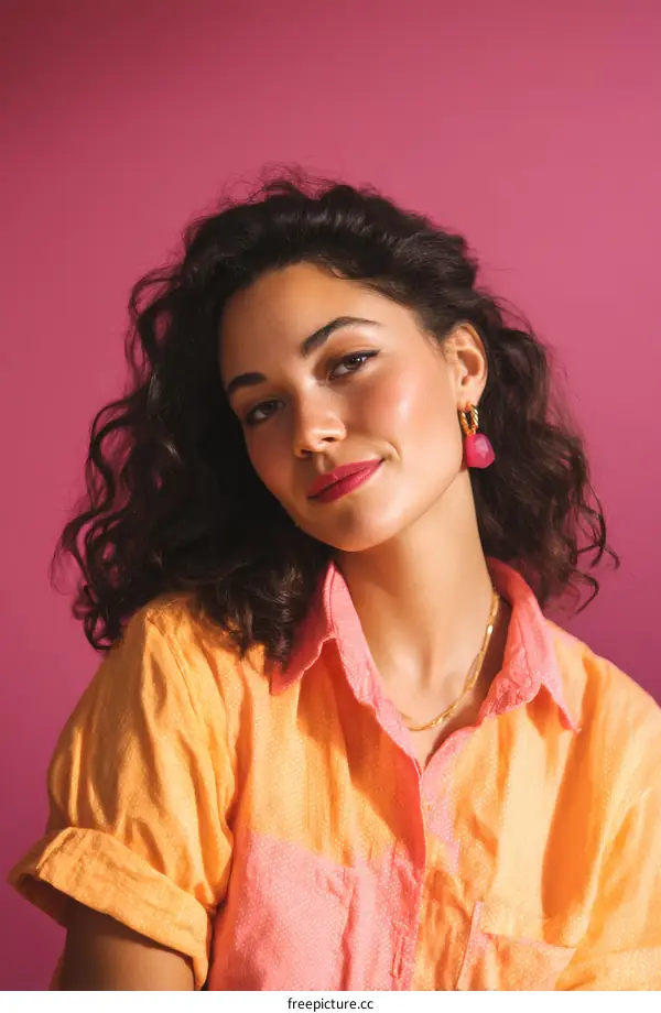 Stylish Woman in Vibrant Color Shirt