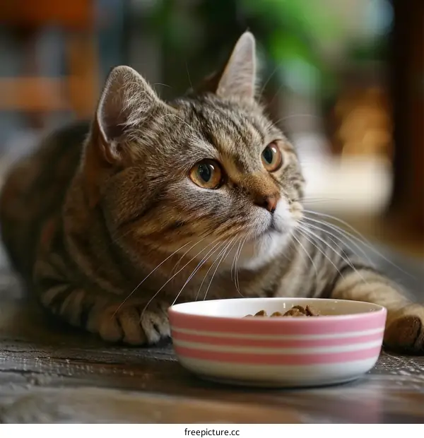 Cat Looking longingly at a bowl of food
