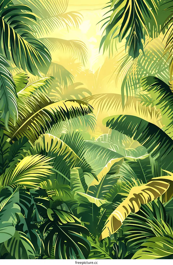 Tropical Jungle Leaves Illustration