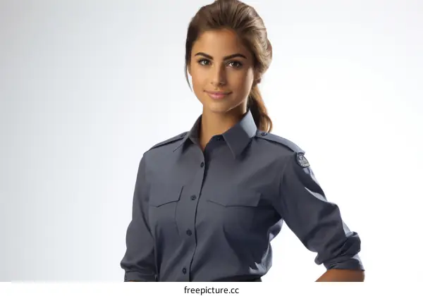 Portrait of a young policewoman in uniform