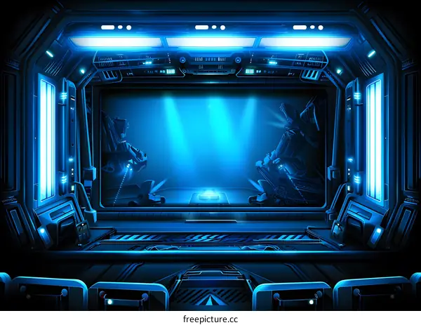 Futuristic Stage with Blue Lights