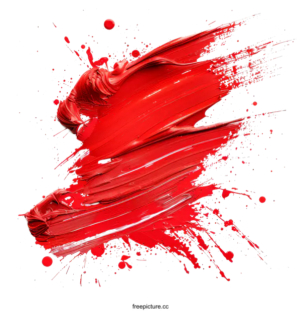 [Transparent Background PNG]Red Paint Stroke on White Background