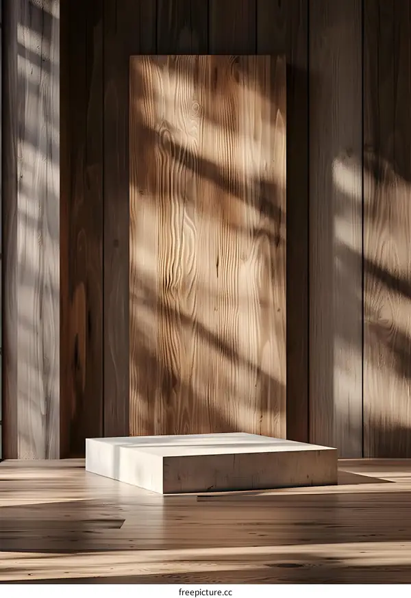 Wooden Background With White Platform for Product Presentation