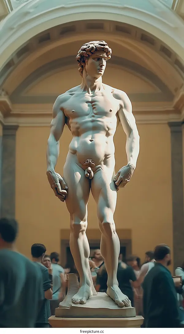 Marble Statue of David in Museum