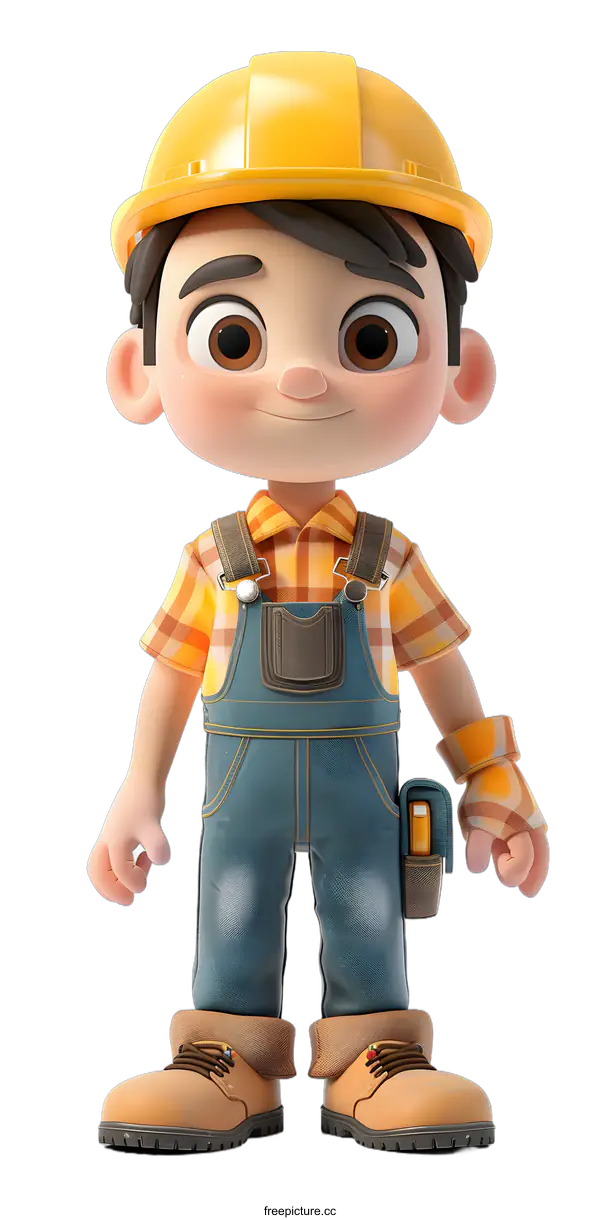 [Transparent Background PNG]3D illustration of a construction worker