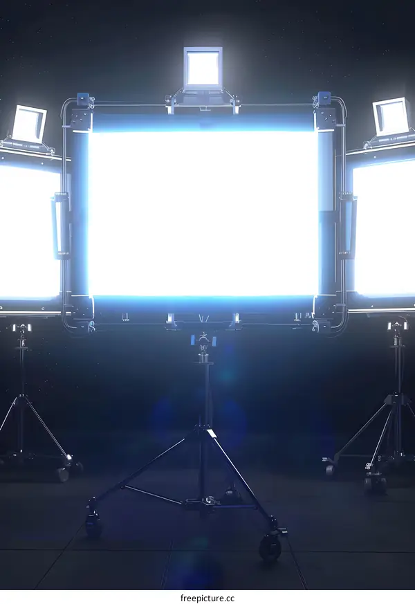 Studio Lighting Equipment With Large White Screen