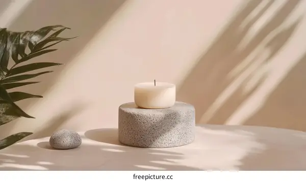 Minimalist Candle Arrangement with Natural Stones